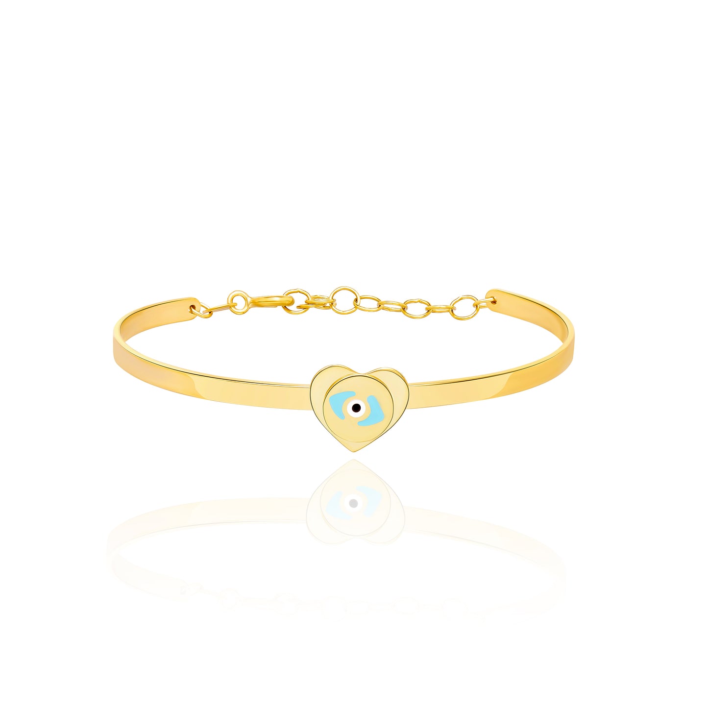 18K Pure Gold Heart Eye Kids Bangle