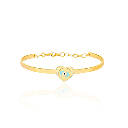 18K Pure Gold Heart Eye Kids Bangle