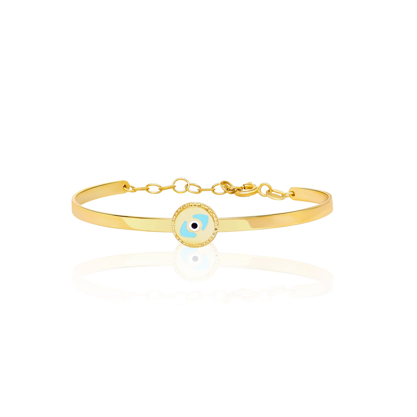 18K Pure Gold Round Eye Kids Bangle