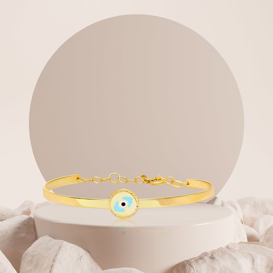 18K Pure Gold Round Eye Kids Bangle