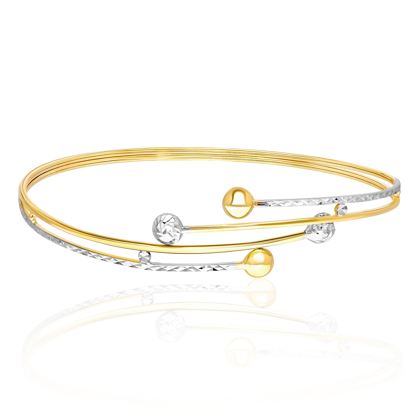 18K Pure Gold 2 Color Branches Bangle