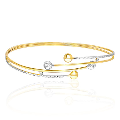18K Pure Gold 2 Color Branches Bangle
