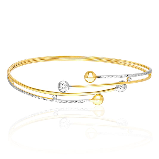 18K Pure Gold 2 Color Branches Bangle