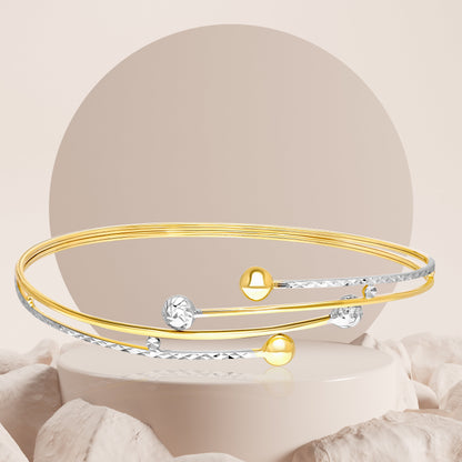 18K Pure Gold 2 Color Branches Bangle