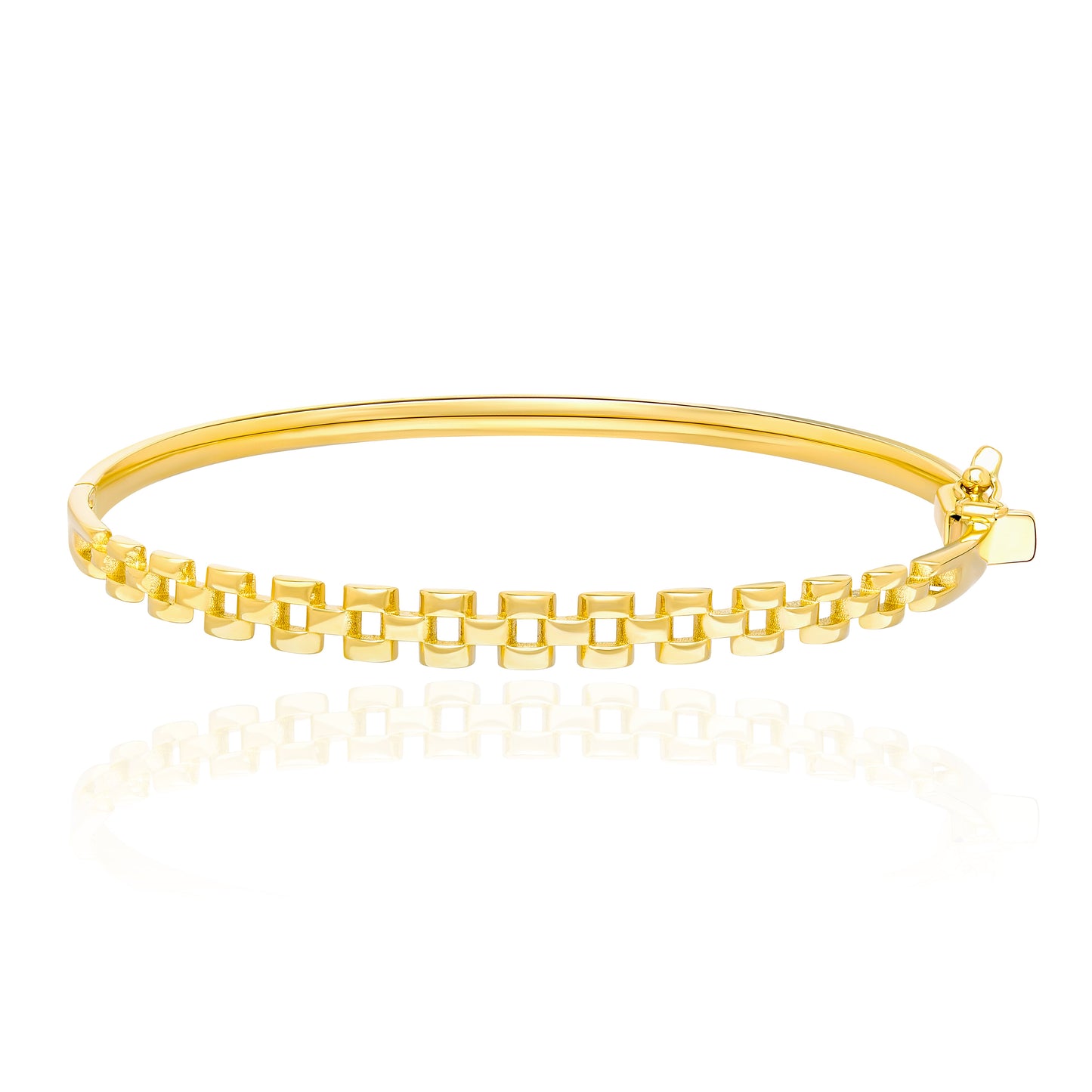 18K Pure Gold 2 Layer Linked Bangle