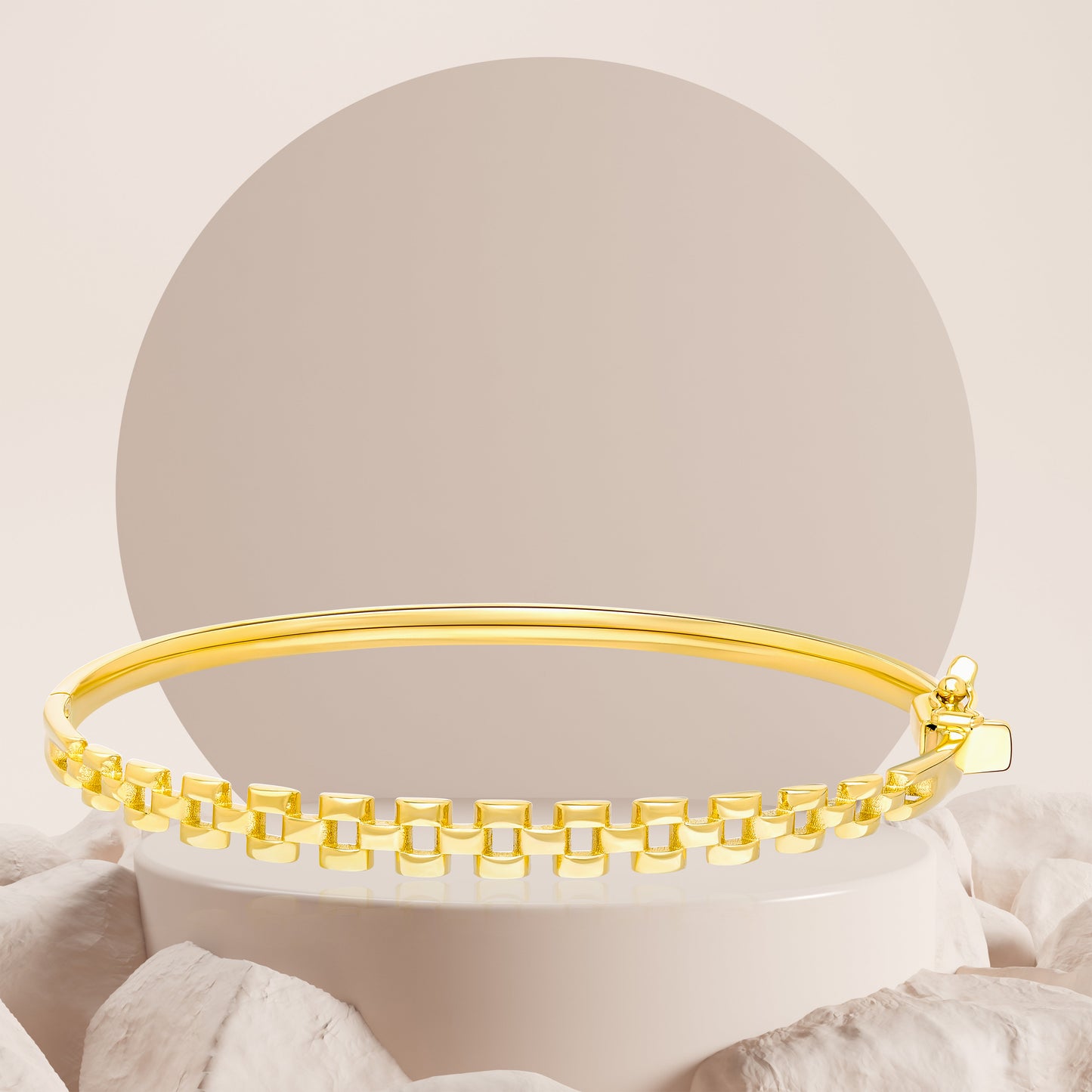 18K Pure Gold 2 Layer Linked Bangle