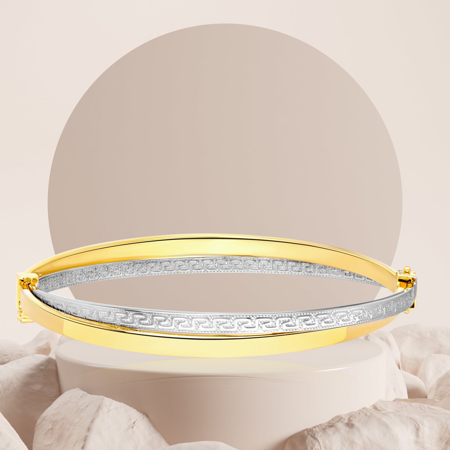 18K Pure Gold 2 Color Bangle