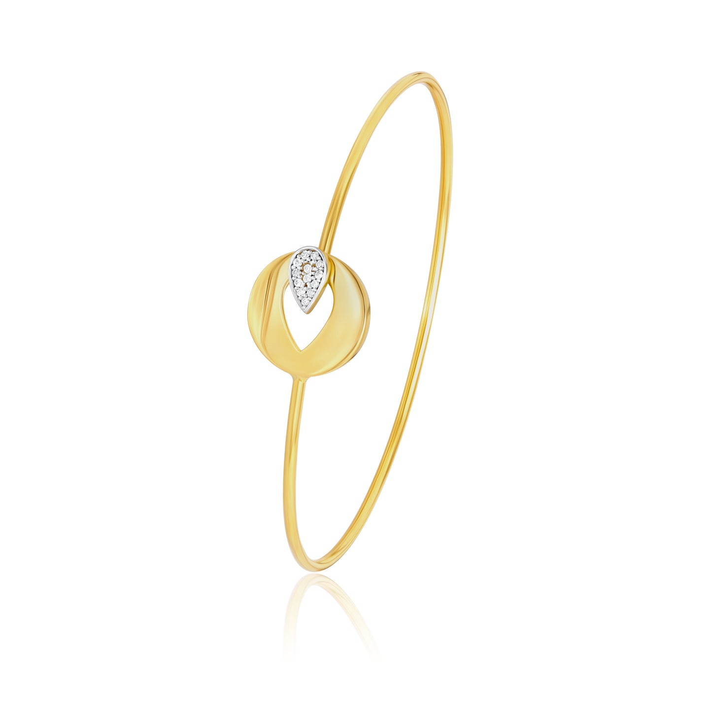 18K Pure Gold Stone Thin Bangle