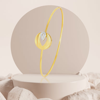 18K Pure Gold Stone Thin Bangle