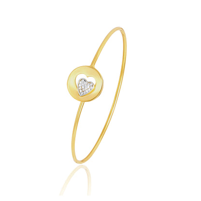 18K Pure Gold Stone Heart Bangle