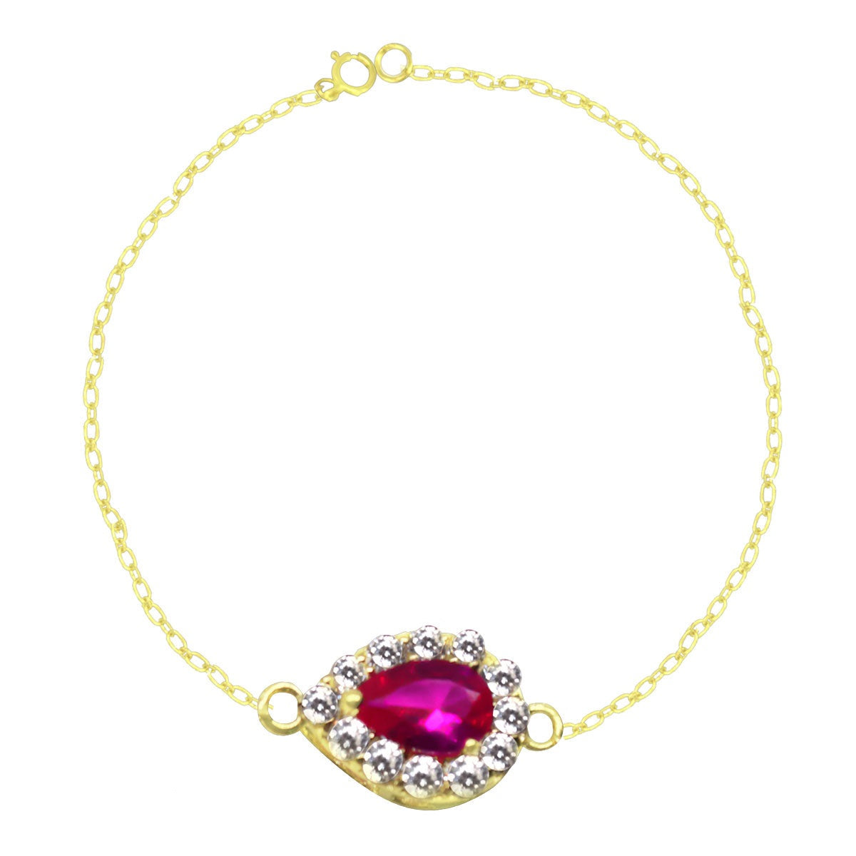 18K Pure Gold Rose & Crystal Swarski Bracelet