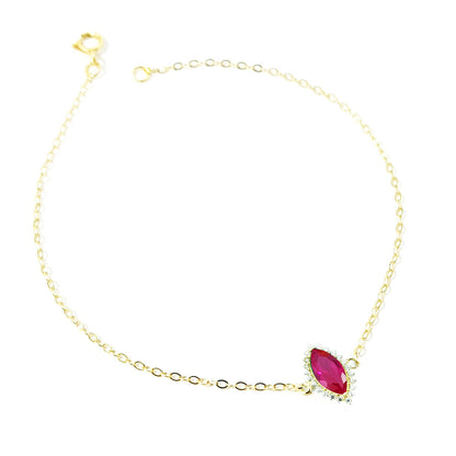 18K Pure Gold Pink Stone Bracelet | Bracelet | 18K Gold Jewelry
