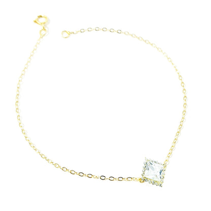 18K Pure Gold Crystal Stone Bracelet | Bracelet | 18K Gold Jewelry