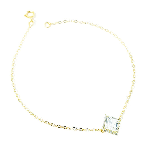 18K Pure Gold Crystal Stone Bracelet | Bracelet | 18K Gold Jewelry