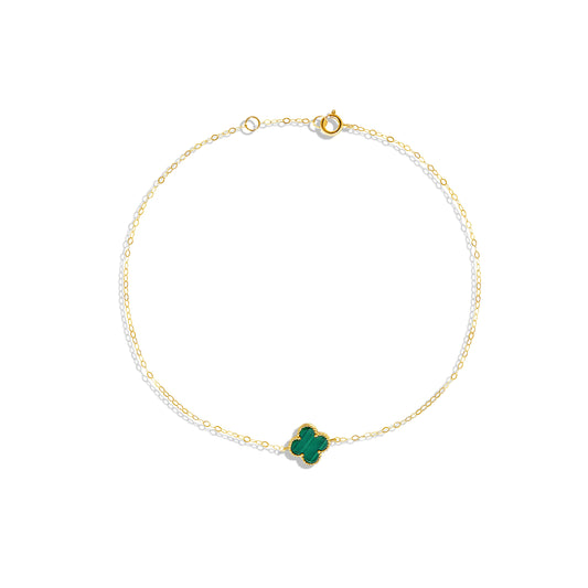 18K Pure Gold V.C Green Flower Bracelet