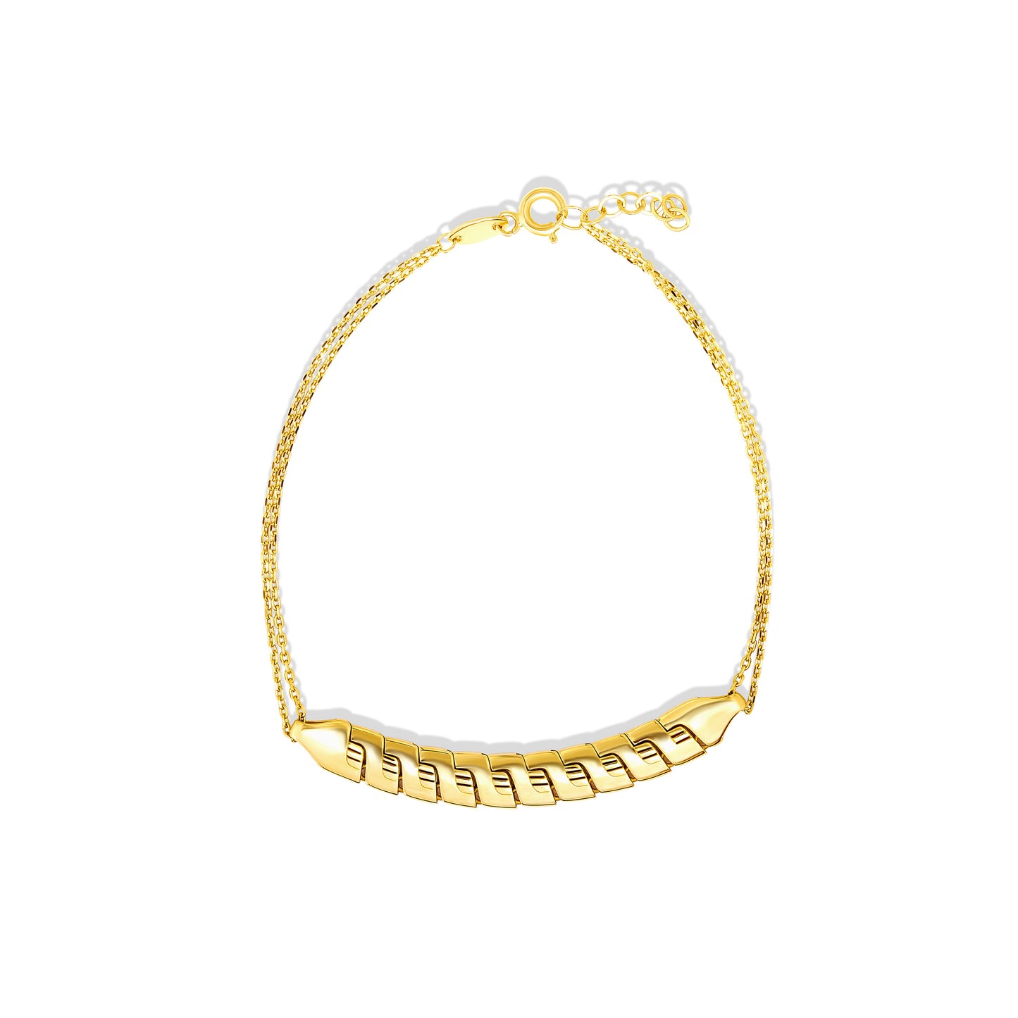 18K Pure Gold Adjustable 2 Layer Linked Bracelet