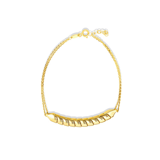 18K Pure Gold Adjustable 2 Layer Linked Bracelet