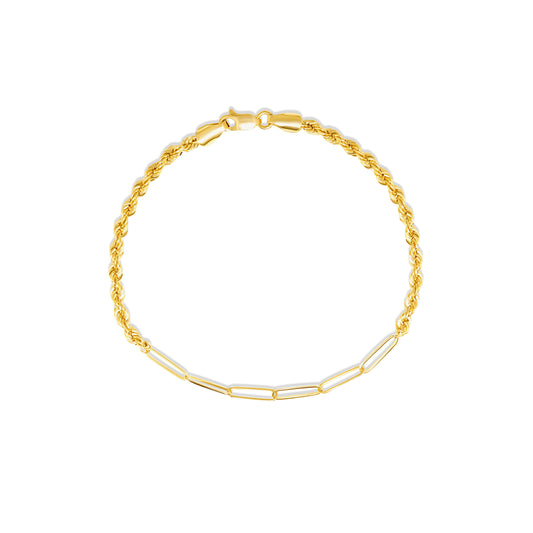 18K Pure Gold Linked Rope Bracelet