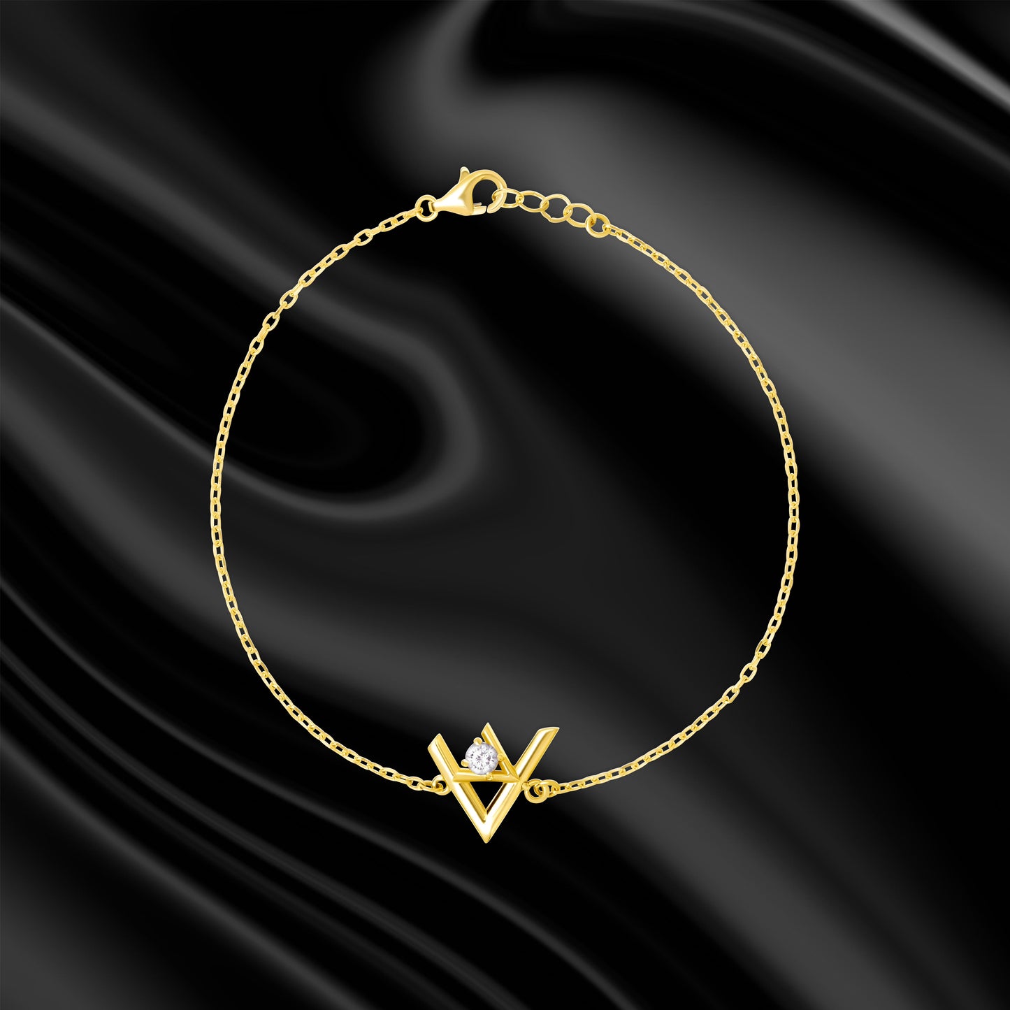 18K Pure Gold V Stone Bracelet