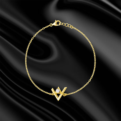 18K Pure Gold V Stone Bracelet