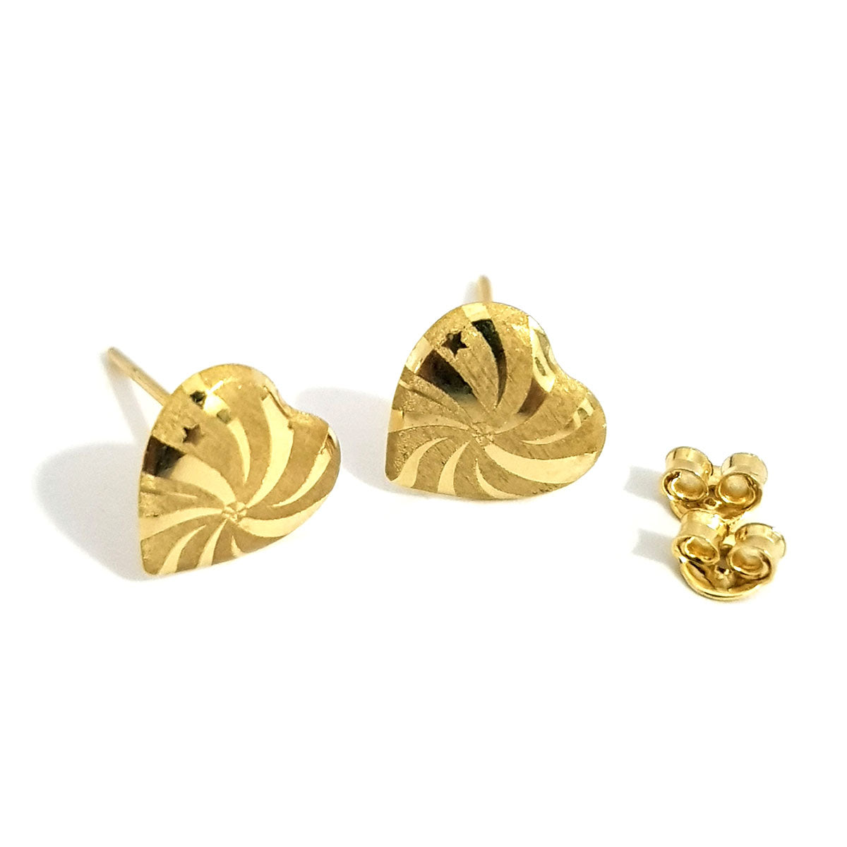 18K Solid Gold Heart Design Earrings | Gold | 18K Gold Jewelry