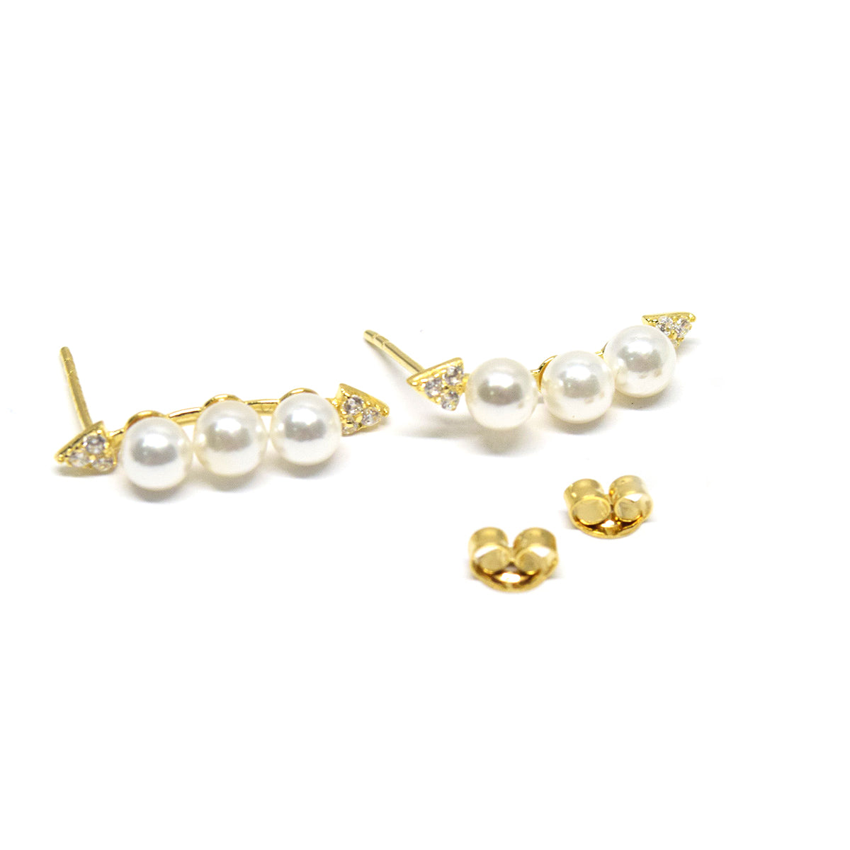 18K Pure Gold Pearl Design Earrings