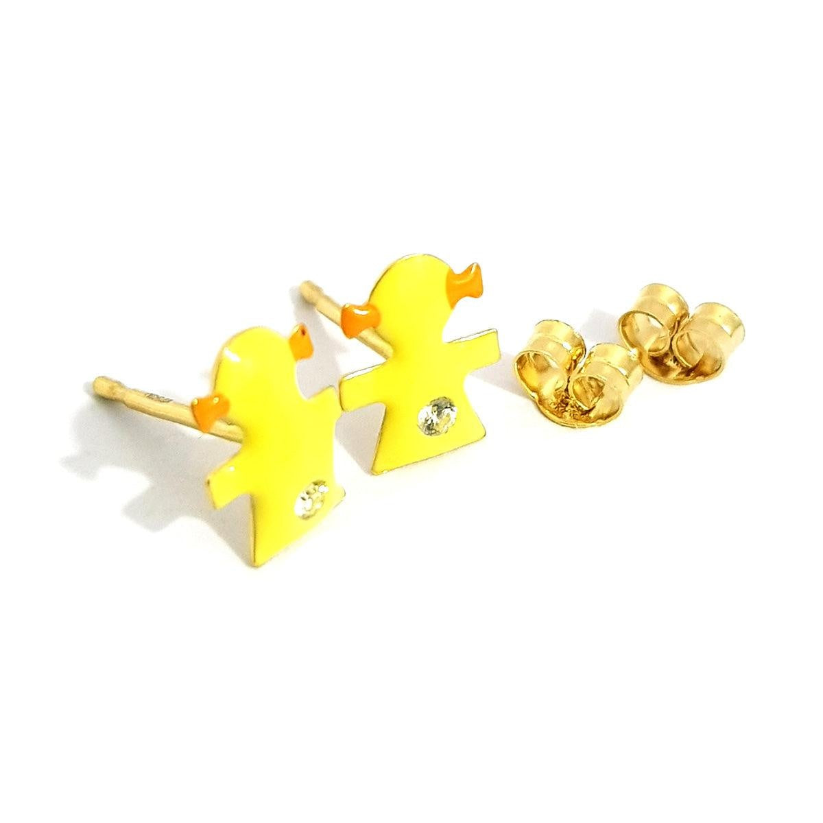 18K Pure Gold Cute Girl Earrings | 18k Earring.