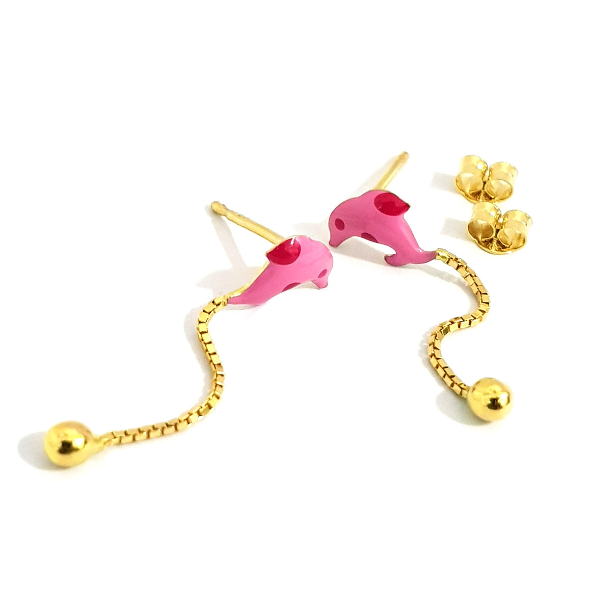 18K Pure Gold Dolphin Design Earrings | Earring | 18K Gold Jewelry