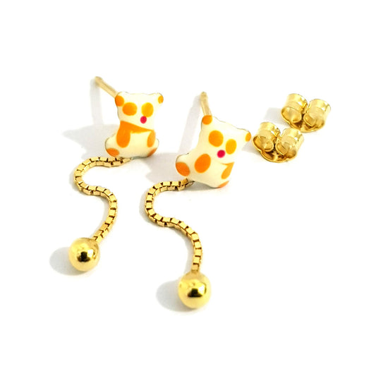 18K Pure Gold Bear Design Earrings | Earring | 18K Gold Jewelry