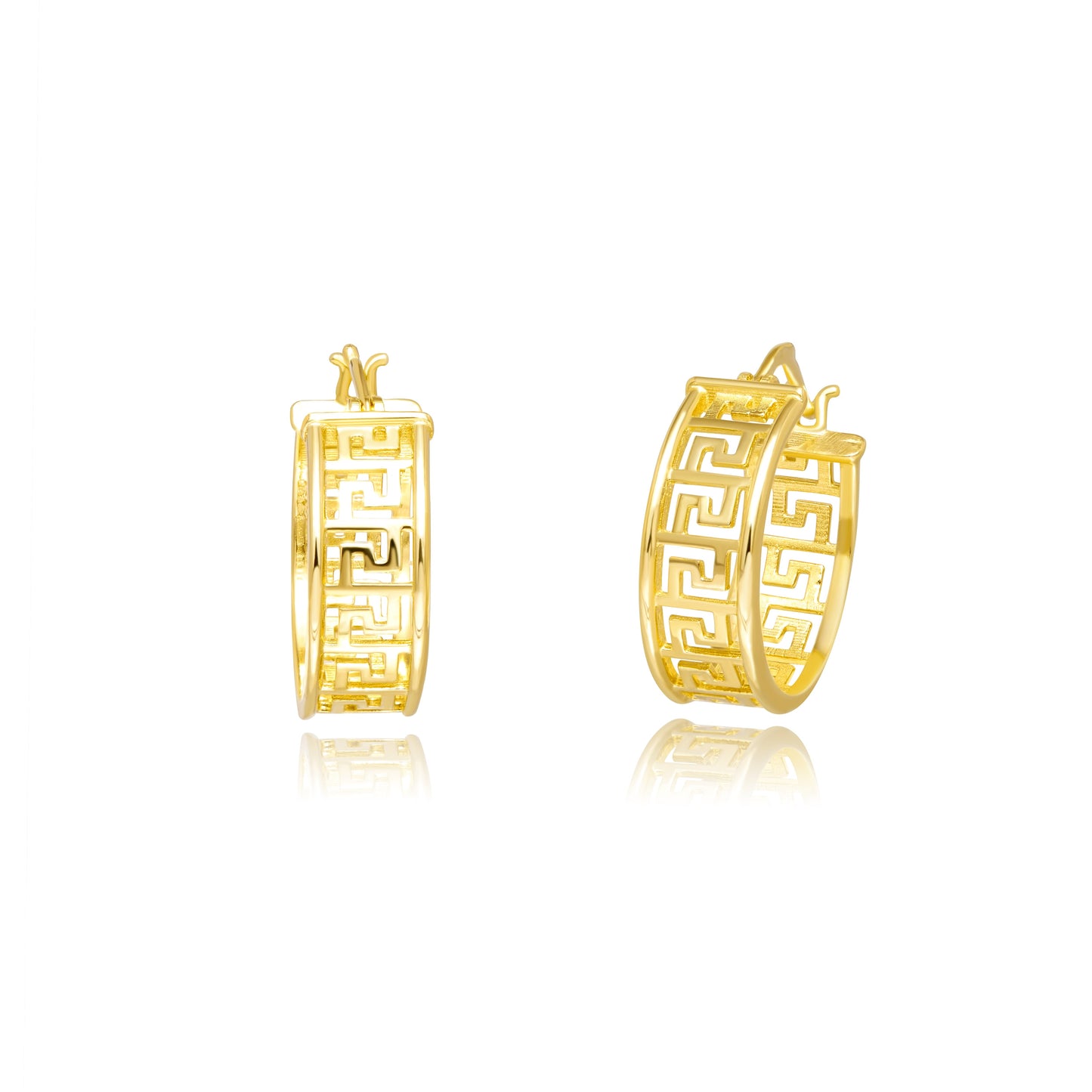 18K Pure Gold Round Earring Set