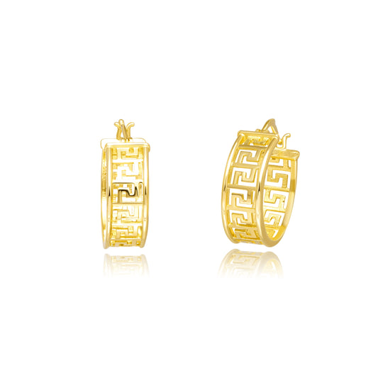 18K Pure Gold Round Earring Set
