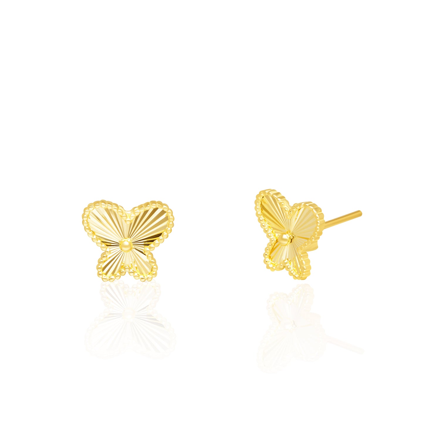 18K Pure Gold Butterfly Earring Set