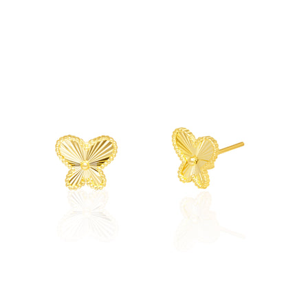 18K Pure Gold Butterfly Earring Set