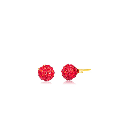 18K Pure Gold Red  Swarski Seed Earring Set