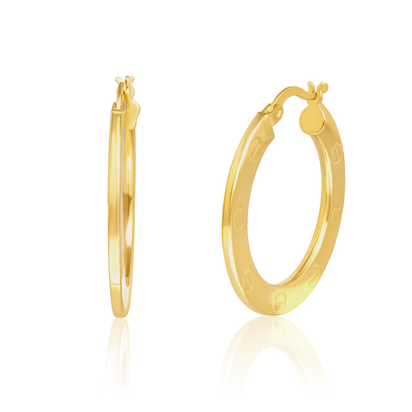 18K Pure Gold Round Earring Set