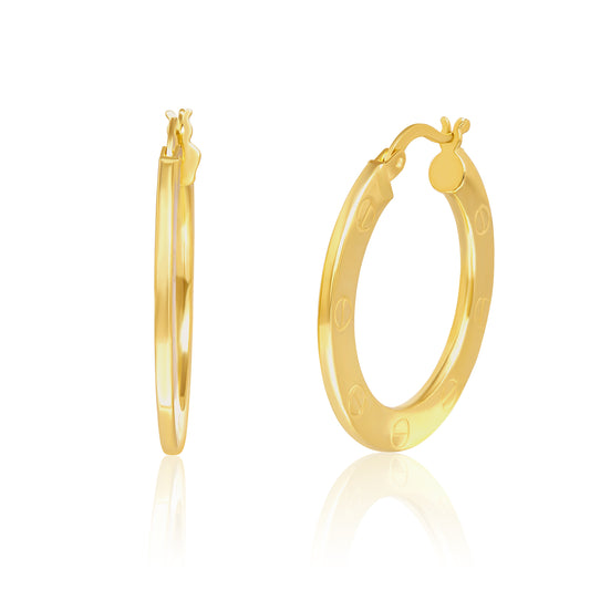 18K Pure Gold Round Earring Set