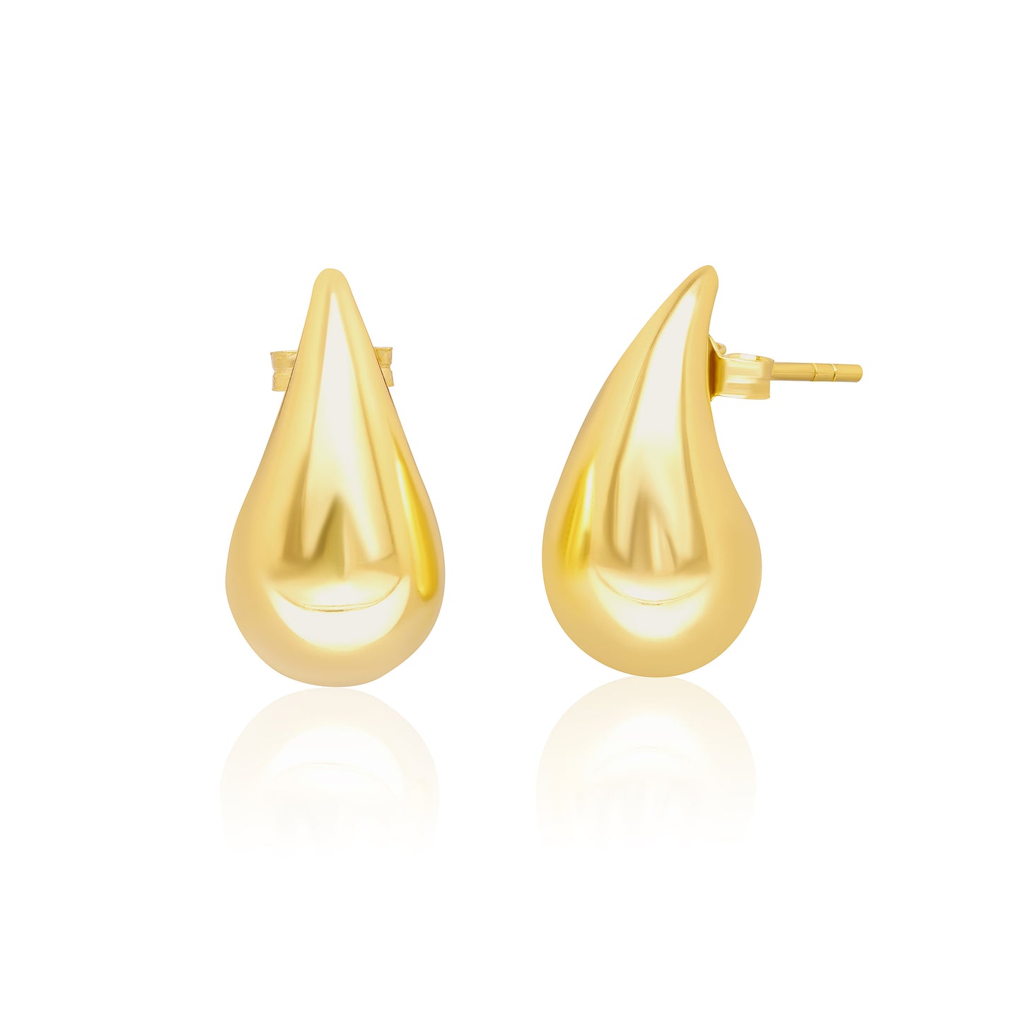 18K Pure Gold Curved Drop Earring Set