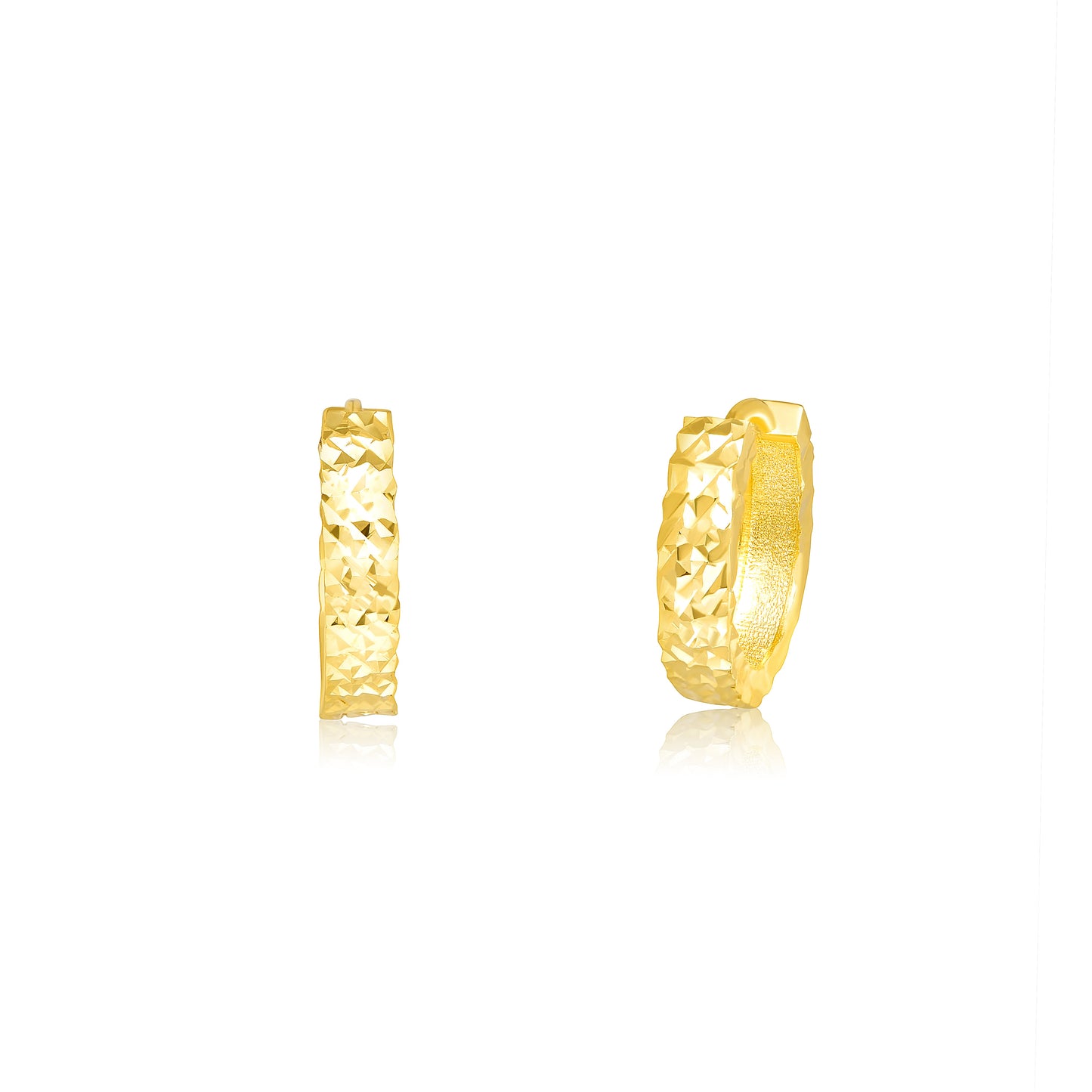 18K Pure Gold Round Earring Set