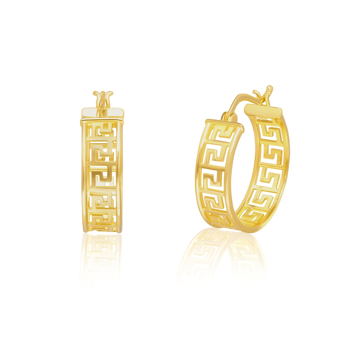 18K Pure Gold Round Earring Set