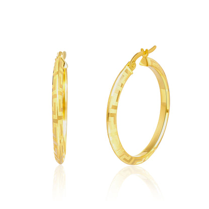 18K Pure Gold Round Earring Set