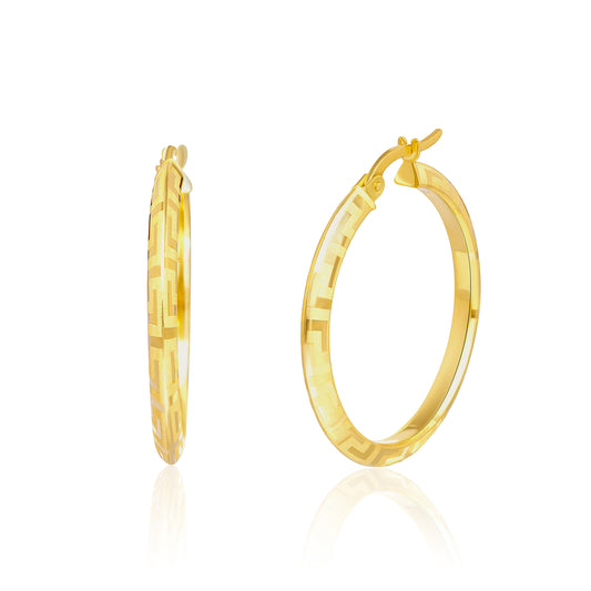 18K Pure Gold Round Earring Set