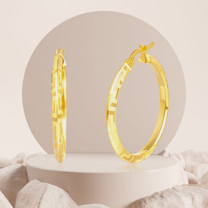 18K Pure Gold Round Earring Set