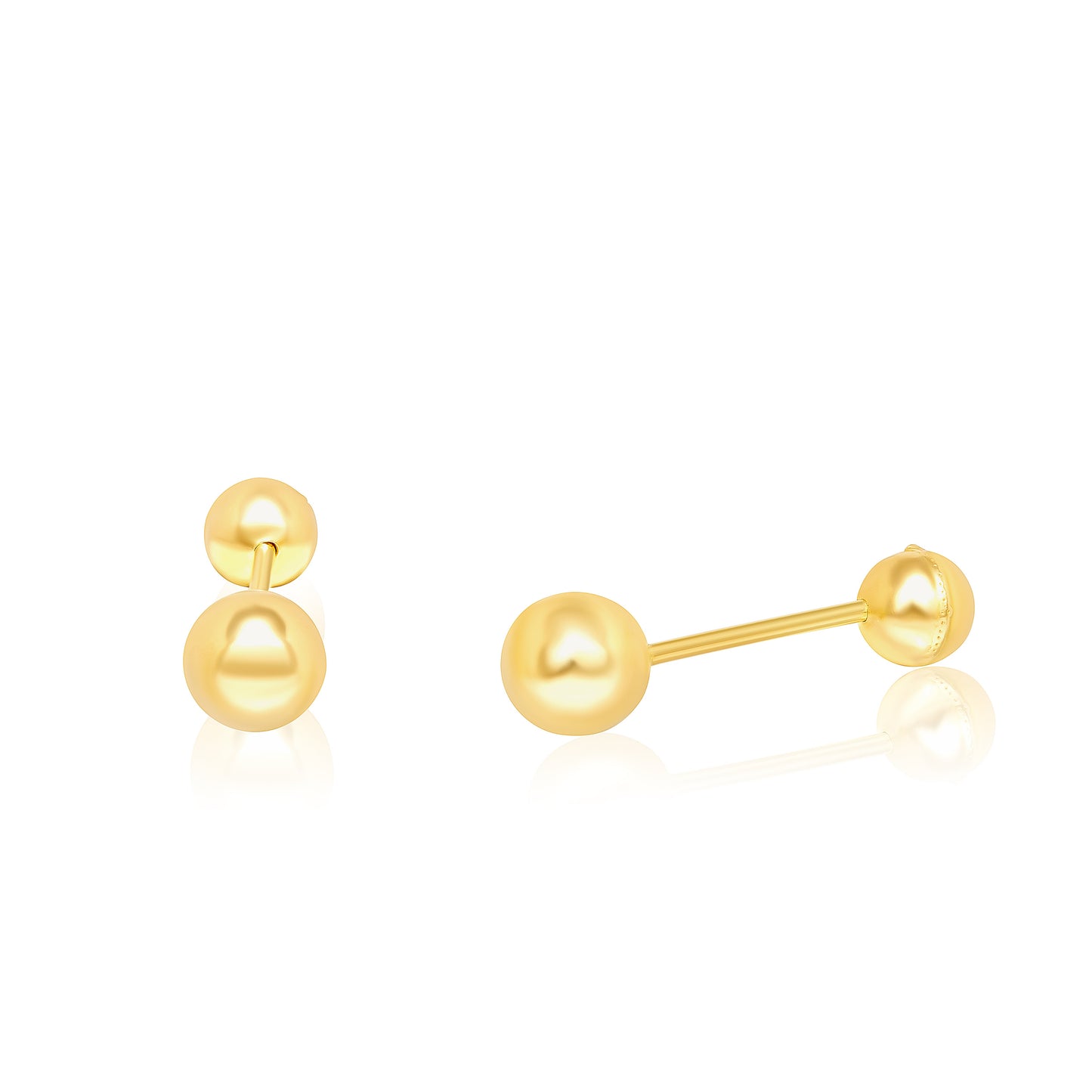 18K Pure Gold Stud Screw Earring Set