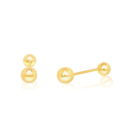 18K Pure Gold Stud Screw Earring Set
