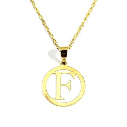 18K Pure Gold Letter F Design Necklace