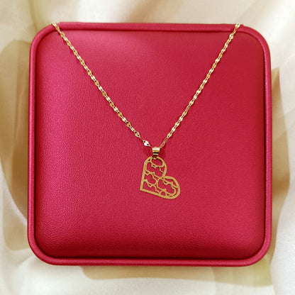 18K Pure Gold Heart Design Necklace