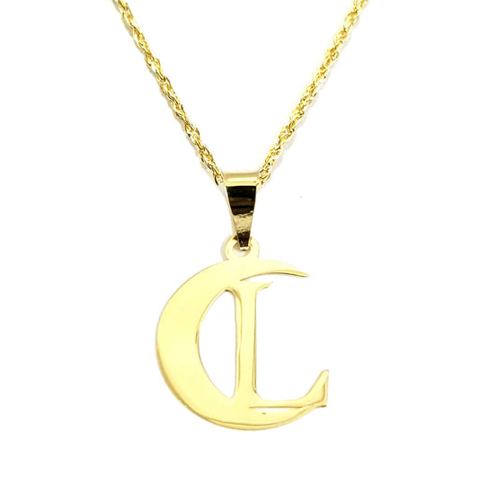 18K Pure Gold Halfmoon Letter L Design Necklace | Necklace | 18K Gold Jewelry
