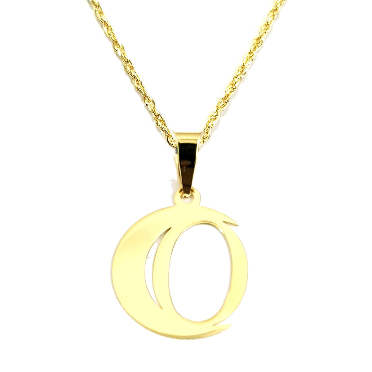 18K Pure Gold Halfmoon Letter O Design Necklace | Necklace | 18K Gold Jewelry