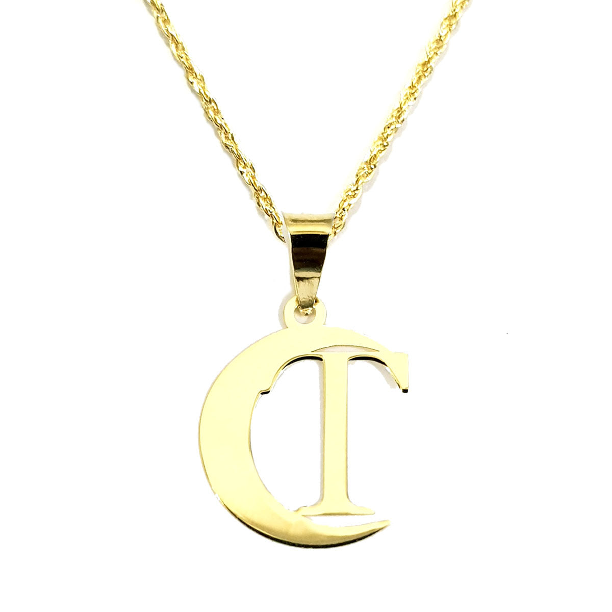 18K Pure Gold Halfmoon Letter T Design Necklace | Necklace | 18K Gold Jewelry