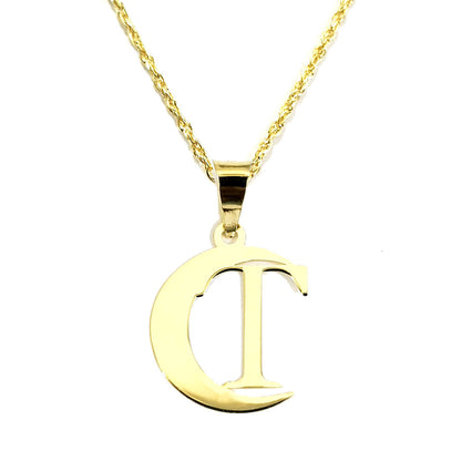 18K Pure Gold Halfmoon Letter T Design Necklace | Necklace | 18K Gold Jewelry